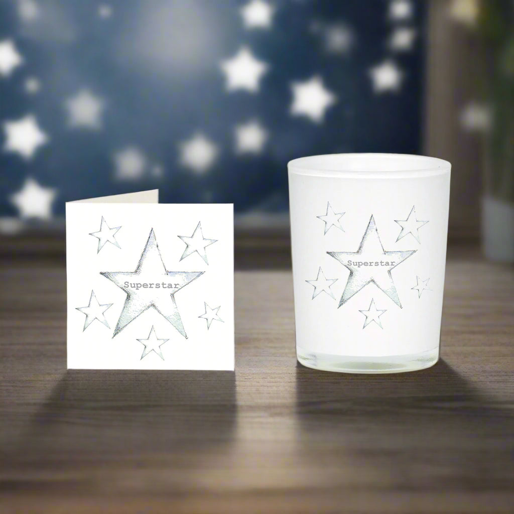 Superstar Boxed Candle and Card - Perfect Thank you or Teachers Gift Set