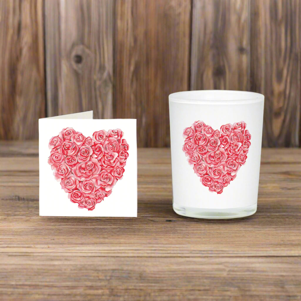 Red Heart Boxed Candle and Card Gift Set - Perfect for Valentines Day or Anniversaries