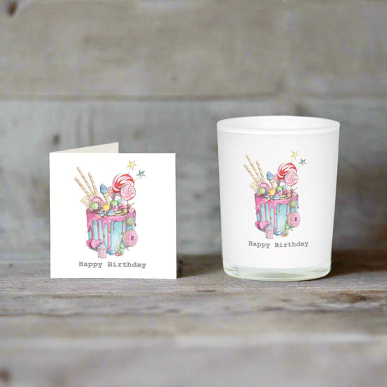 Boxed Birthday Cake Candle  Greeting Card Gift Set - Perfect for Birthday Celebrations