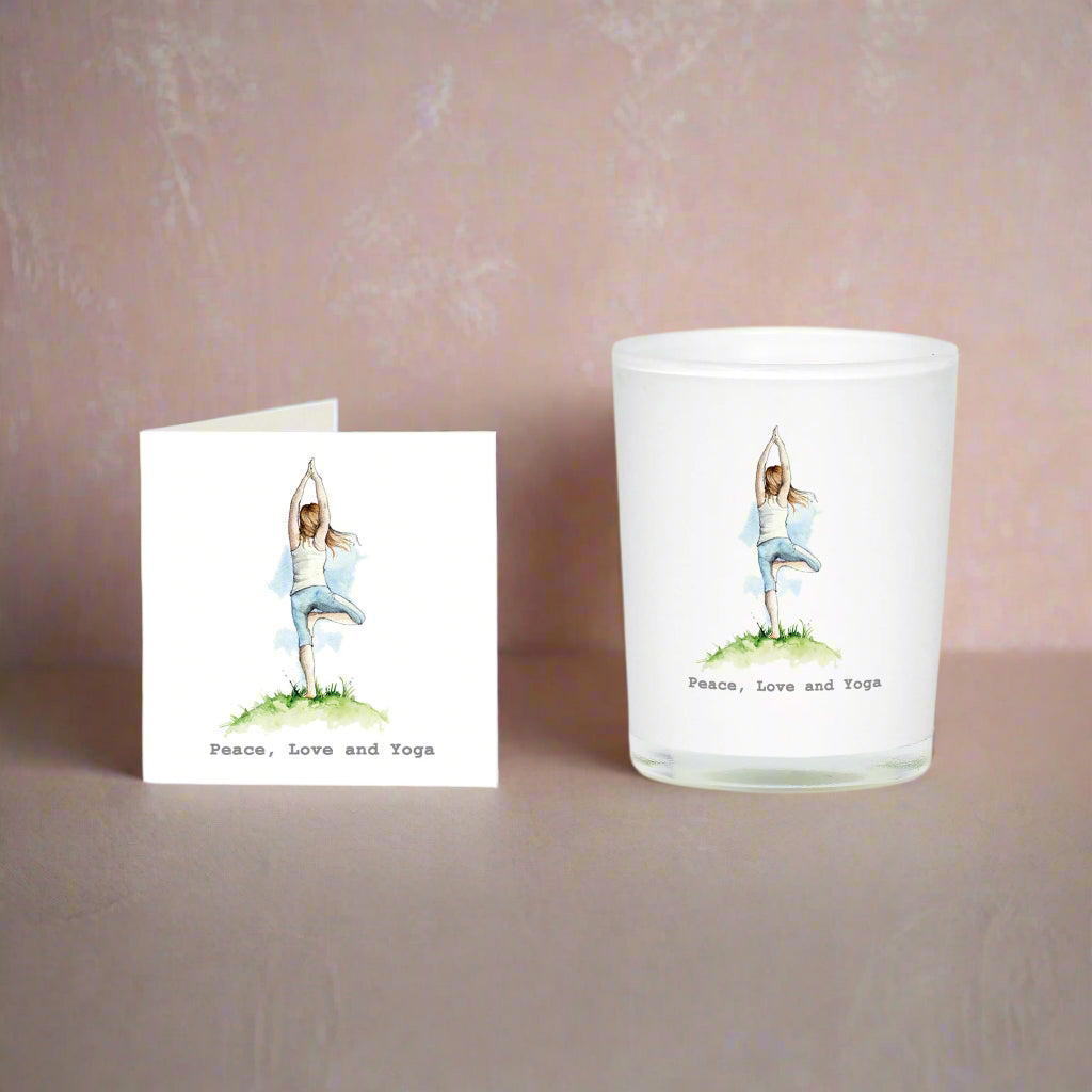 Yoga Boxed Candle and Card - Calming Aromatherapy Gift Set for Meditation and Relaxation