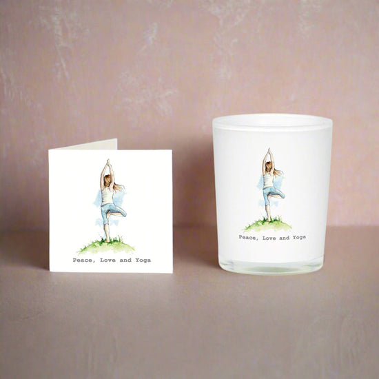 Yoga Boxed Candle and Card - Calming Aromatherapy Gift Set for Meditation and Relaxation
