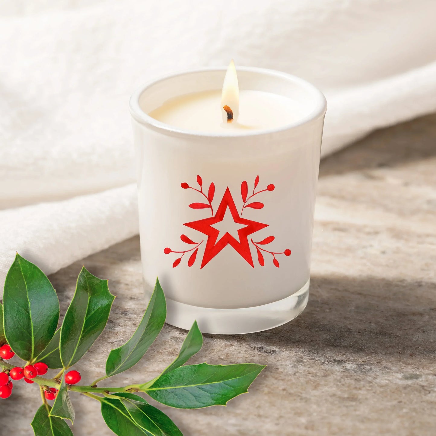 Christmas Nordic Star Scented Votive Candle with Organza Bag - Crumble and Core
