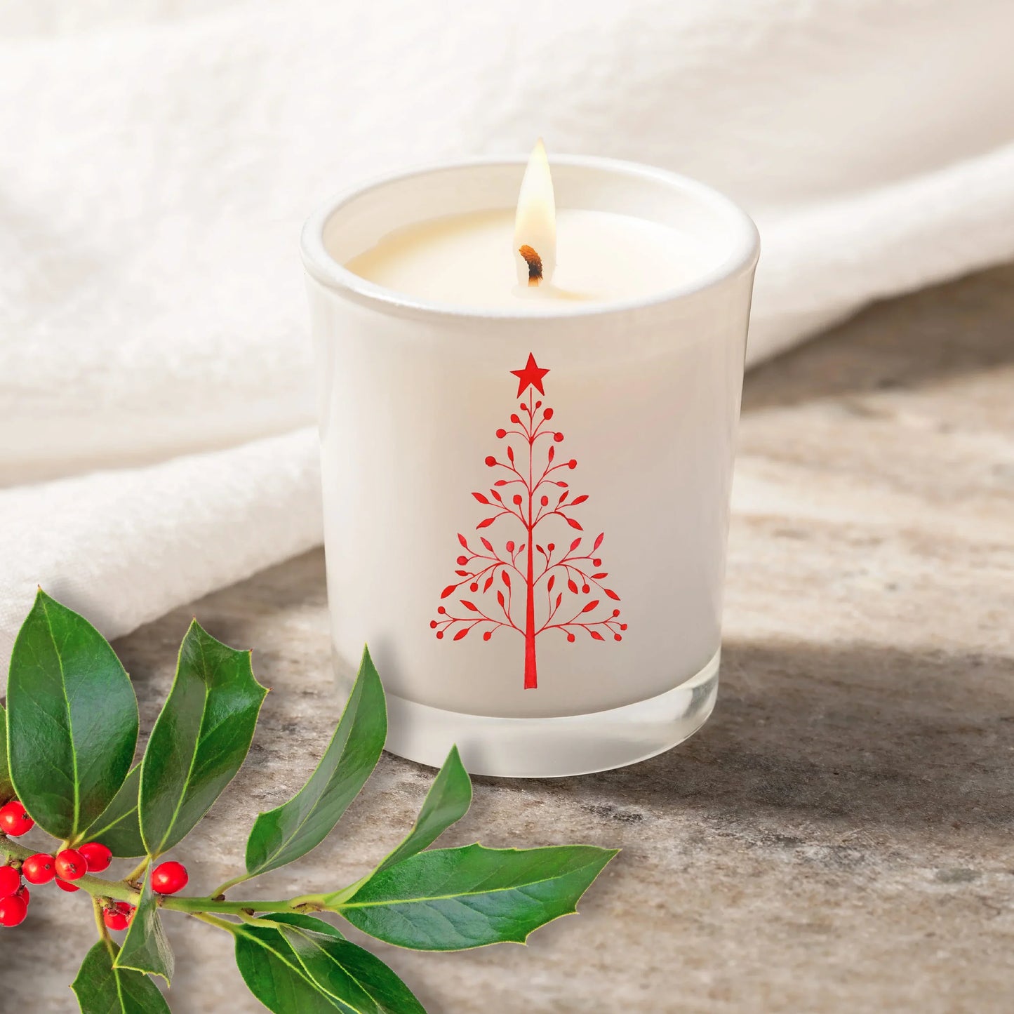 Christmas Nordic Tree Scented Votive Candle with Organza Bag - Crumble and Core