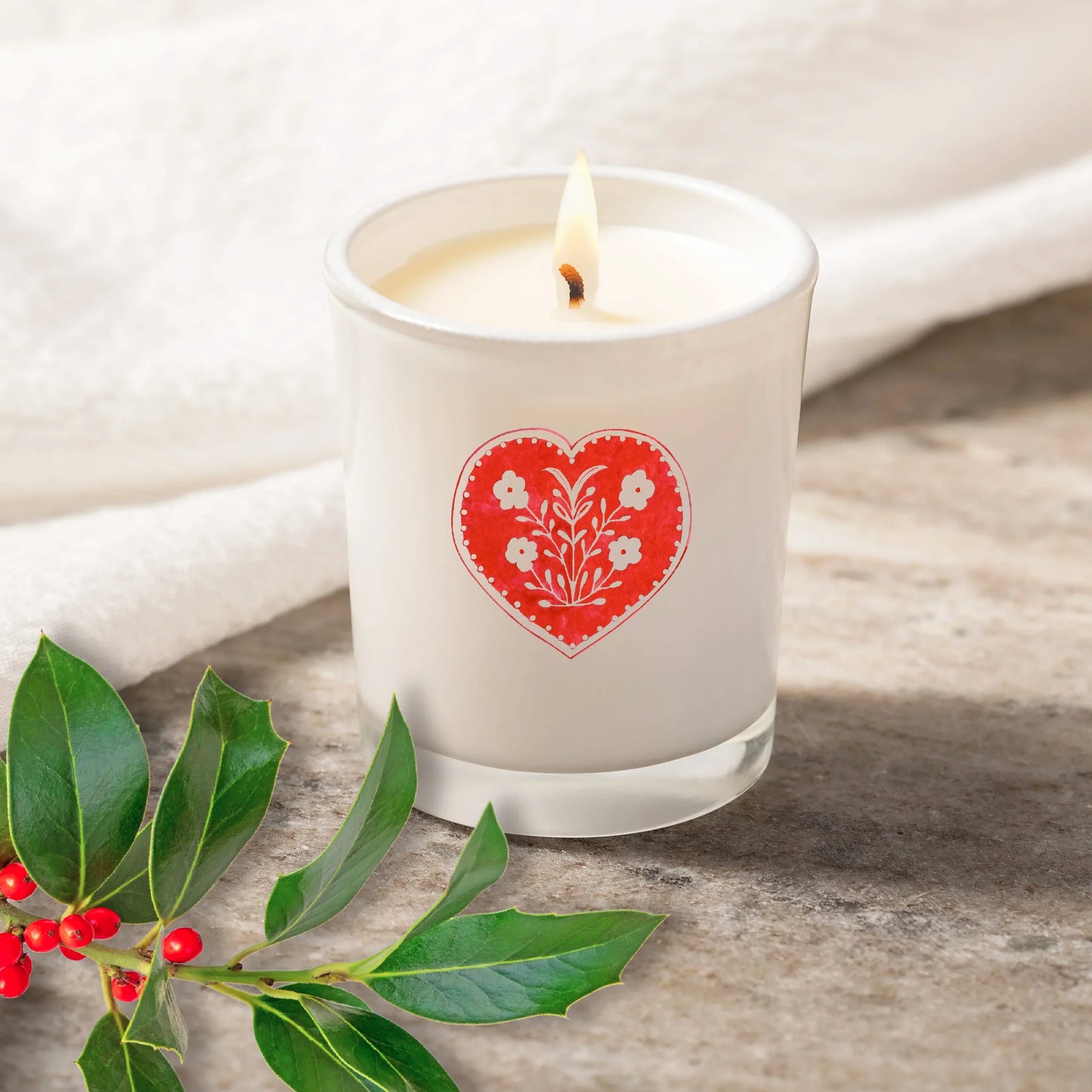 Christmas Nordic Heart Scented Votive Candle with Organza Bag - Crumble and Core