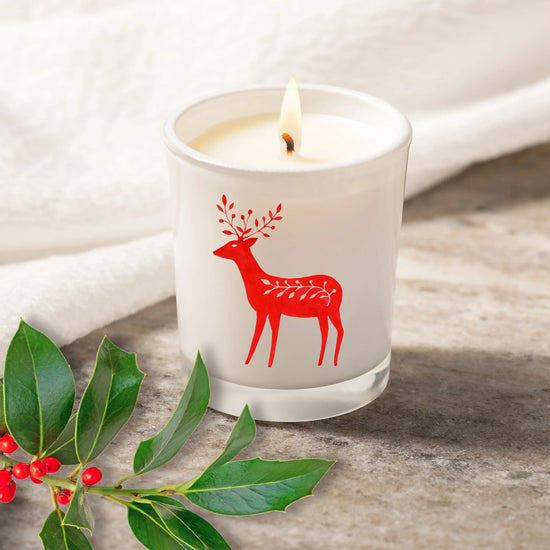 Christmas Nordic Reindeer Scented Votive Candle with Organza Bag - Crumble and Core