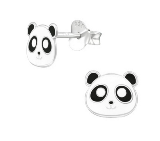 Cute Panda Silver Ear Stud Earrings Crumble and Core   