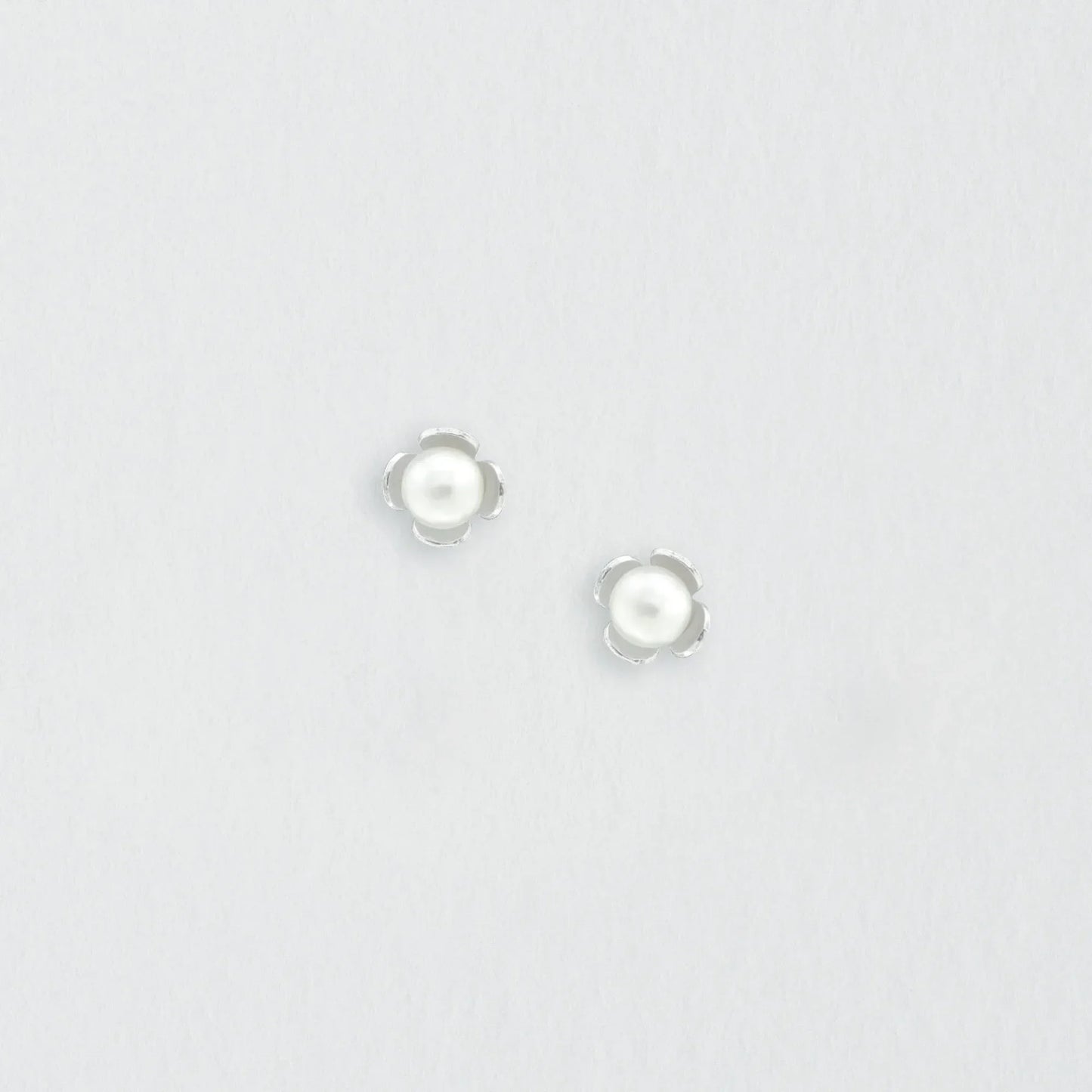 Sterling Silver Studs -  Pearl Earrings – Delicate Flower Studs with Gift Box for Daughter