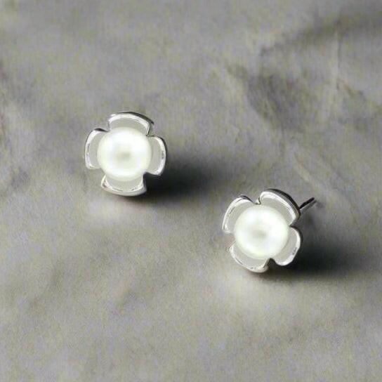 Silver Stud Earrings – 925 Sterling Floral Lightweight Butterfly Back Design - Crumble and Core