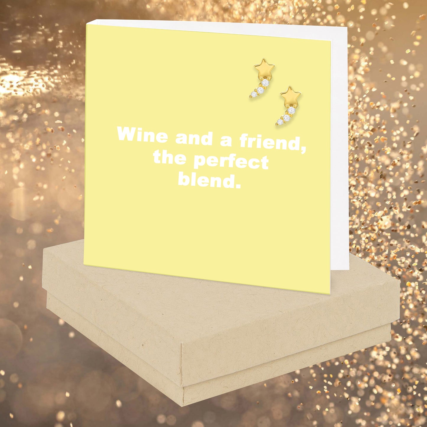 Wine And A Friend Quote Earring Card