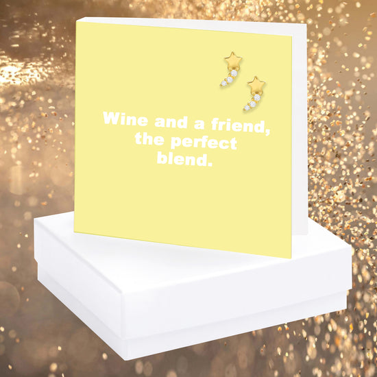 Wine And A Friend Quote Earring Card