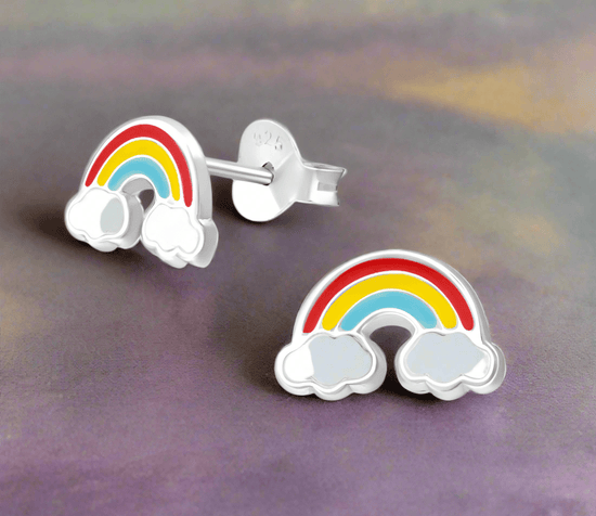 Silver Stud Earrings – 925 Sterling Rainbow Hypoallergenic Lightweight Studs - Crumble and Core
