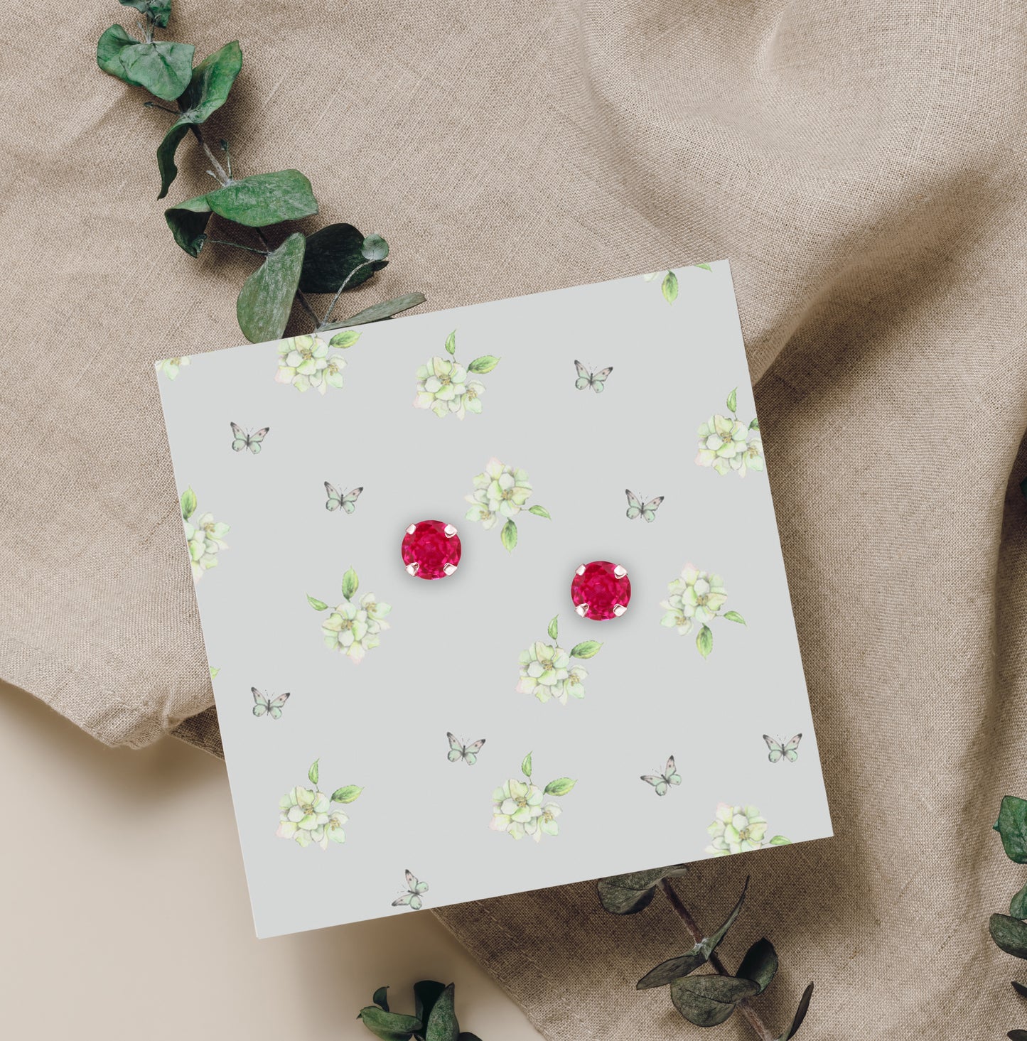 Sterling Silver Stud Earrings - Boxed Gift with Strawberry Kisses Design