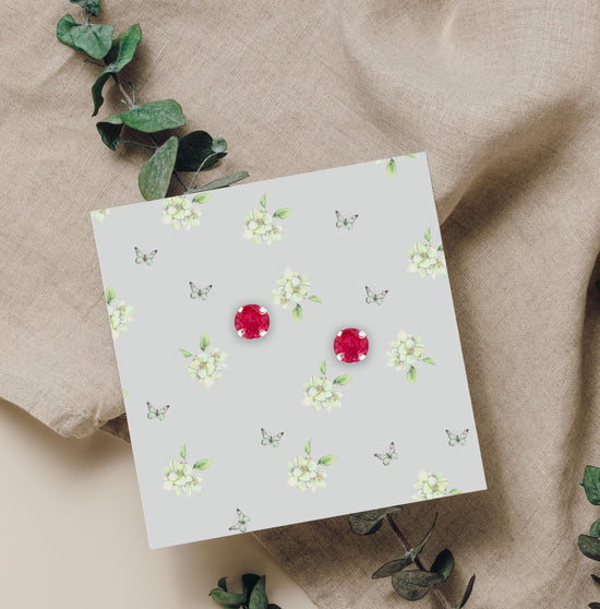 Sterling Silver Stud Earrings - Boxed Gift with Strawberry Kisses Design