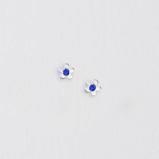 Flower Blue Crystal Silver Earring Stud Earrings Crumble and Core   