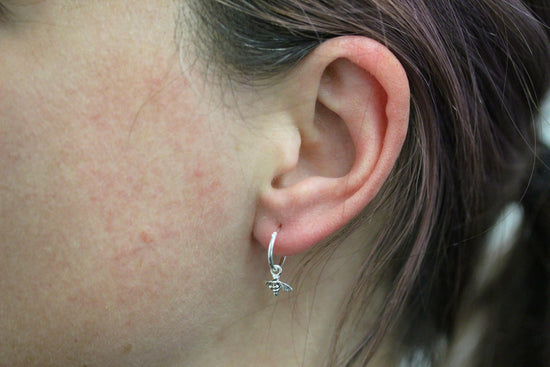 Bee Hoop Silver Earrings Earrings Crumble and Core   