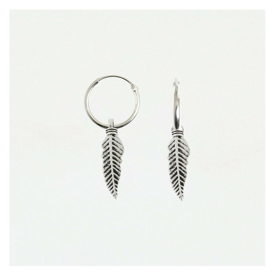 Feather Huggie Hoop Silver Earrings  Crumble and Core   