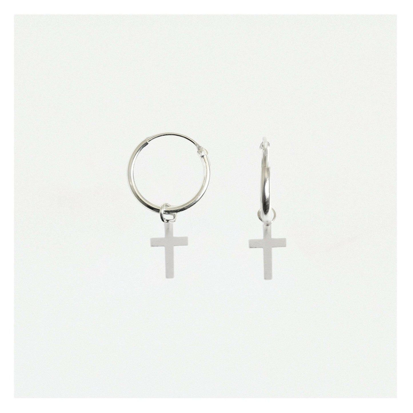 Cross Huggie Hoop Silver Earrings  Crumble and Core   