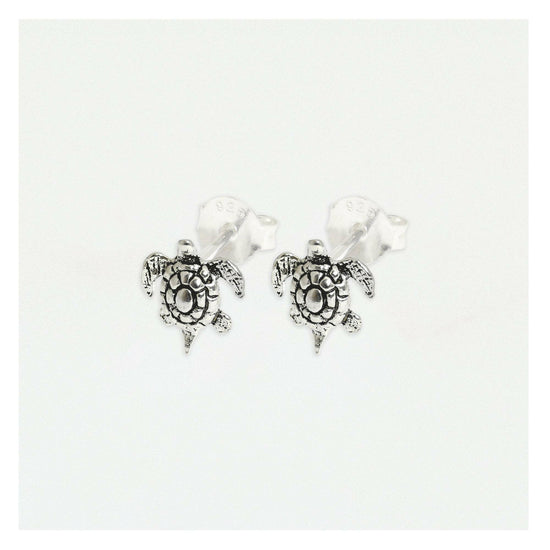 Turtle Silver Ear Stud Earrings Crumble and Core   