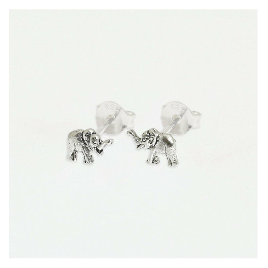 Elephant Silver Ear Stud Earrings Crumble and Core   