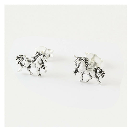 Unicorn Silver Ear Stud Earrings Crumble and Core   