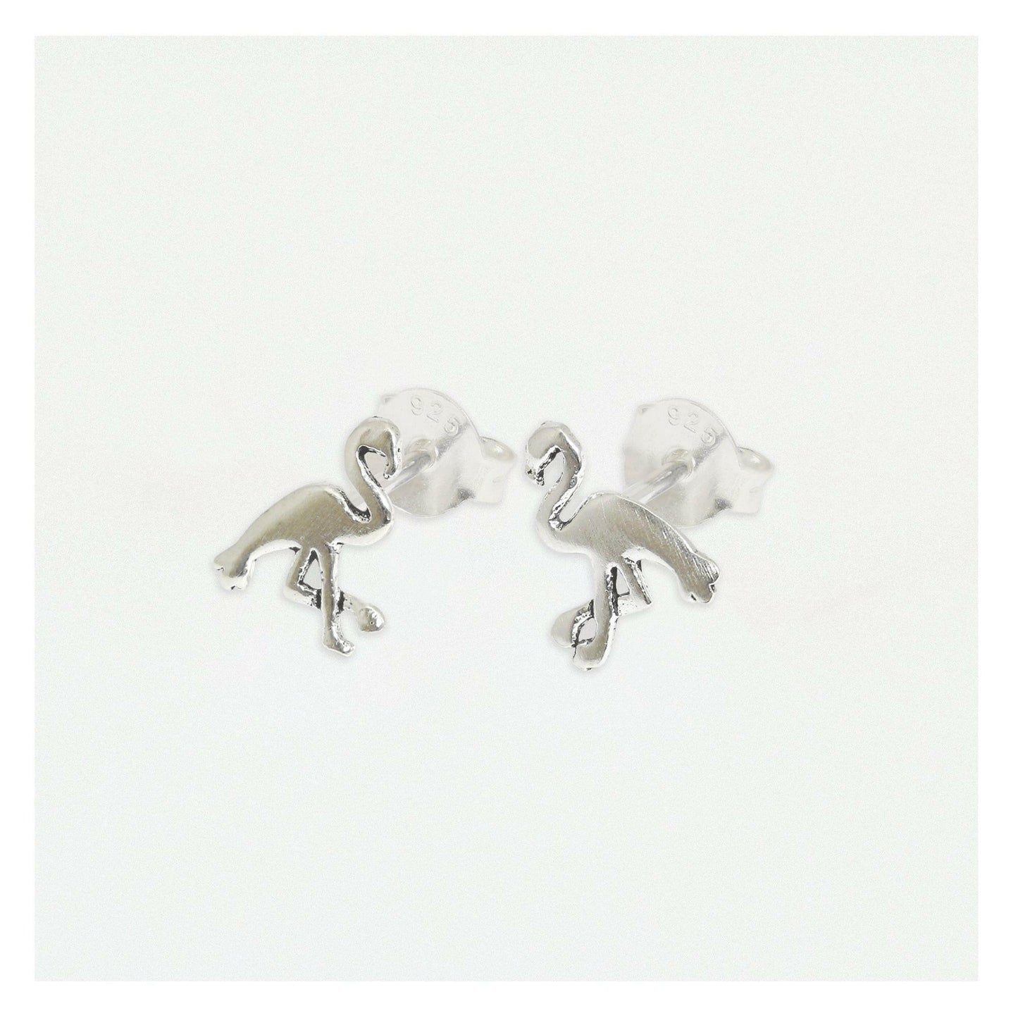 Flamingo Silver Ear Stud Earrings Crumble and Core   