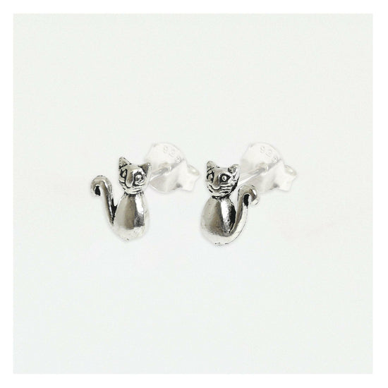 Load image into Gallery viewer, Cat Silver Ear Stud Earrings Crumble and Core   
