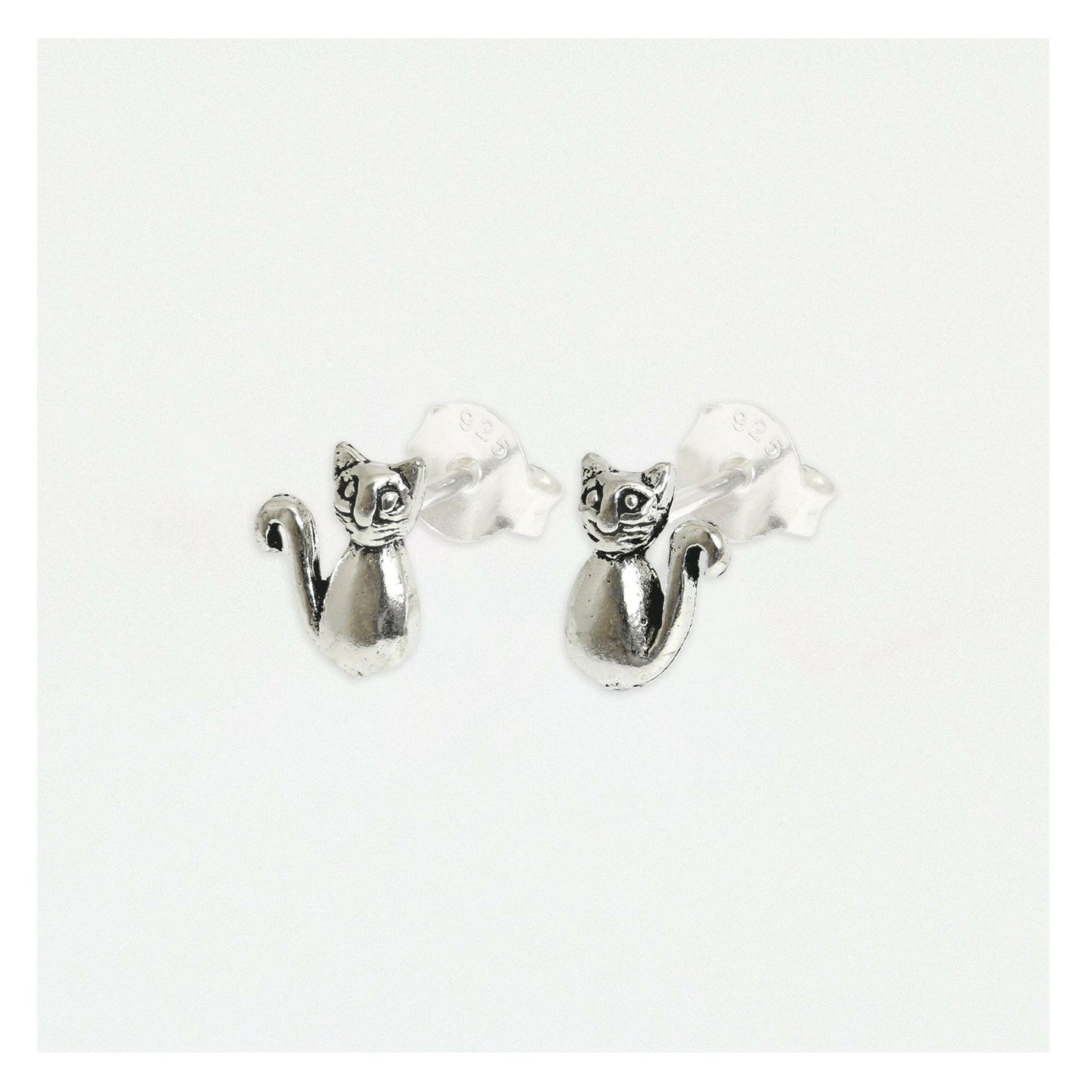 Cat Silver Ear Stud Earrings Crumble and Core   