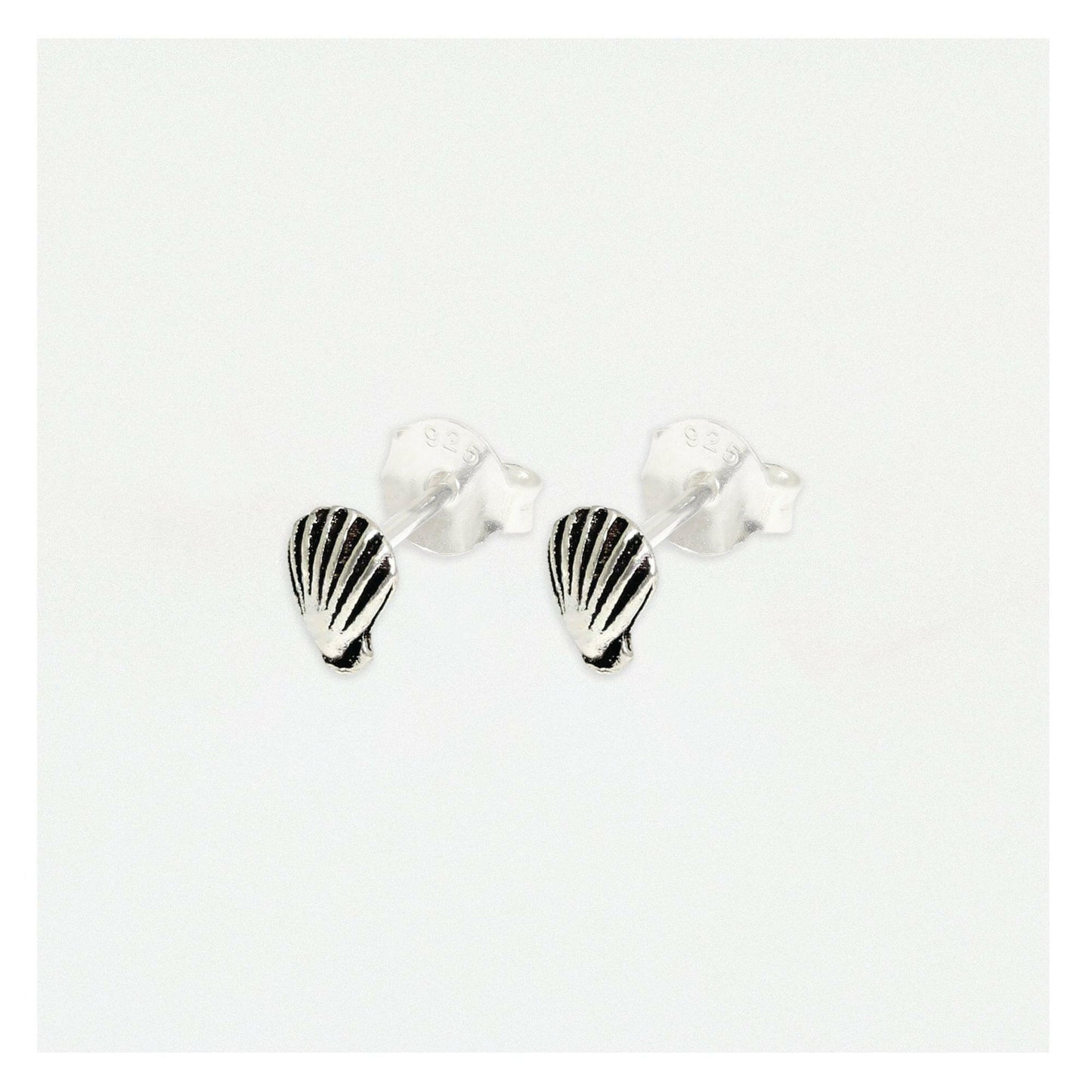 Shell Silver Ear Stud Earrings Crumble and Core   