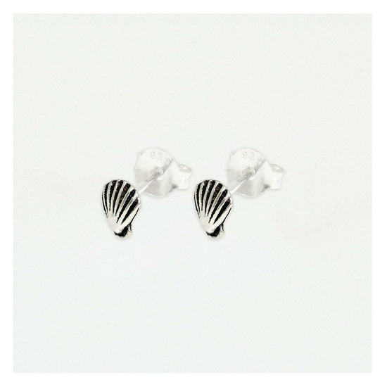 Shell Silver Ear Stud Earrings Crumble and Core   