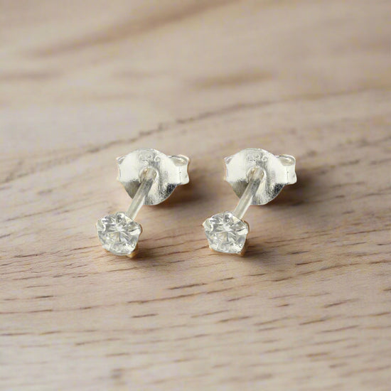 Cubic Zirconia Silver Ear Stud Earrings Crumble and Core   