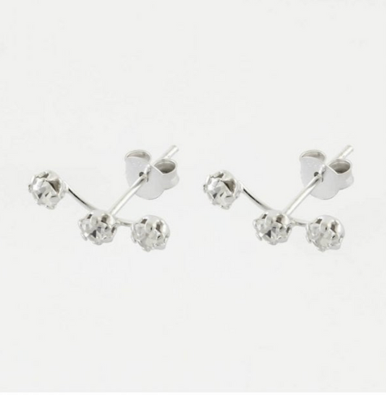 Load image into Gallery viewer, Cubic Zirconia Triple Crawler Silver Stud Earrings Crumble and Core   
