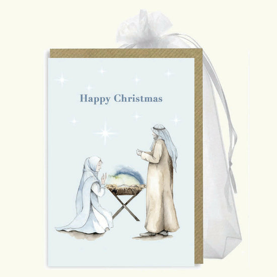 Christmas Pack of 6 A6 Cards In Organza Bag-Nativity Greeting & Note Cards Crumble and Core   