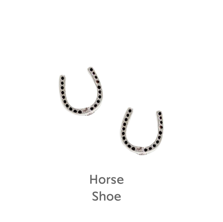 a pair of white gold and diamond horseshoe earrings