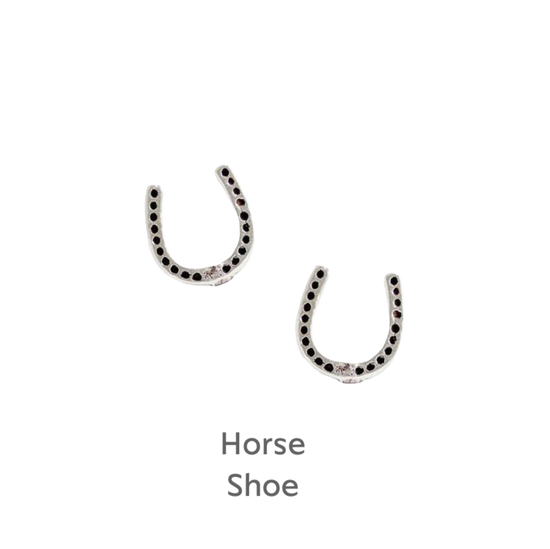 a pair of white gold and diamond horseshoe earrings