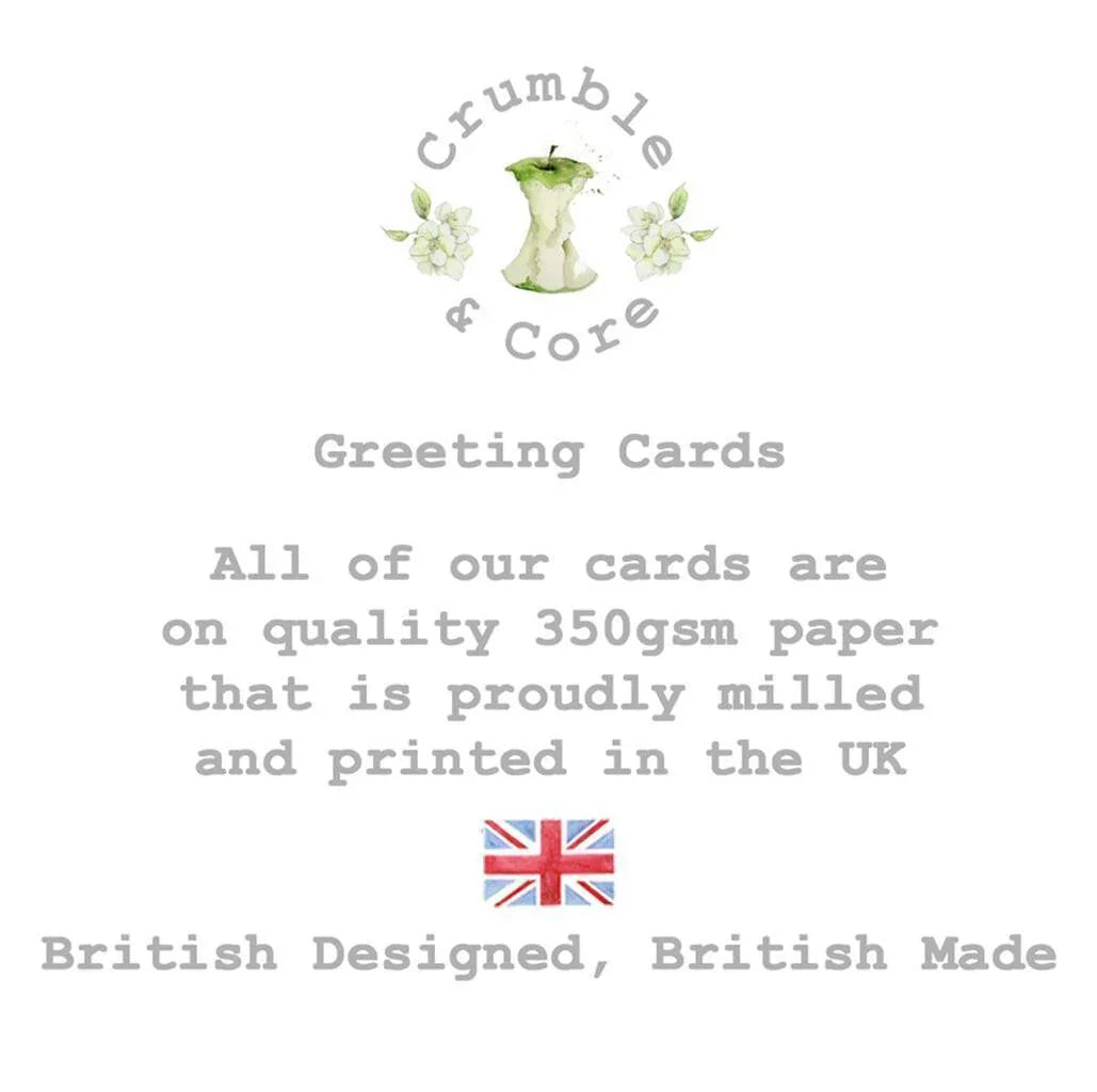 Crumble and Core British designed greeting cards, handcrafted in the UK, with Union Jack flag.