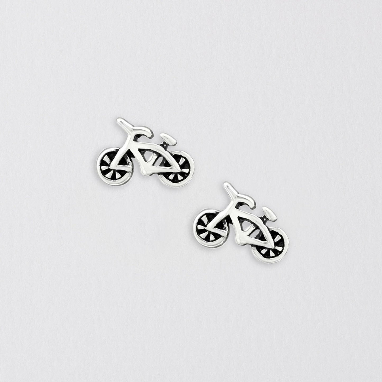 Bicycle Silver Ear Studs Earrings Crumble and Core   