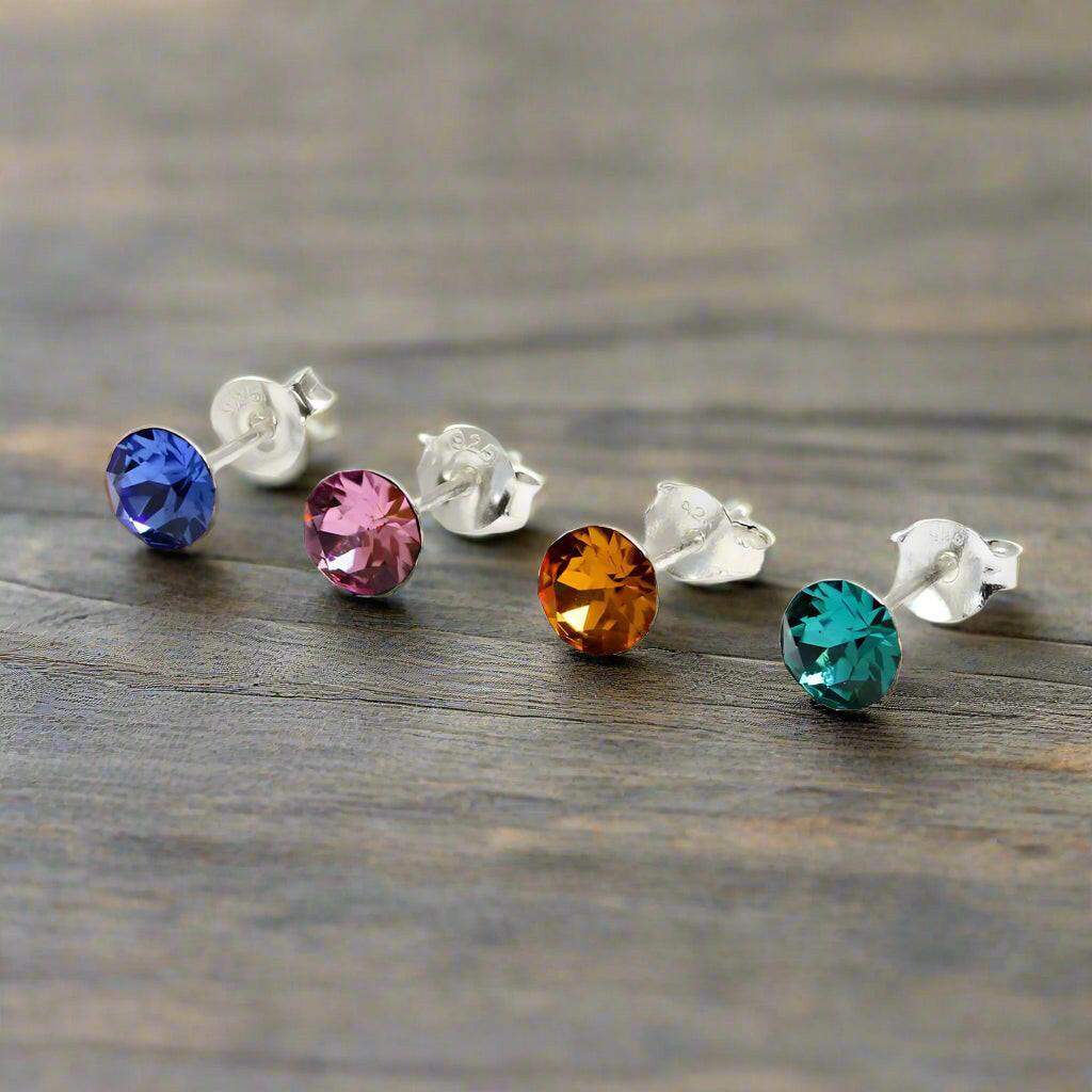 Birthstone Ear Stud – Sterling Silver Stud Earrings | Hypoallergenic & Classic Design - Crumble and Core