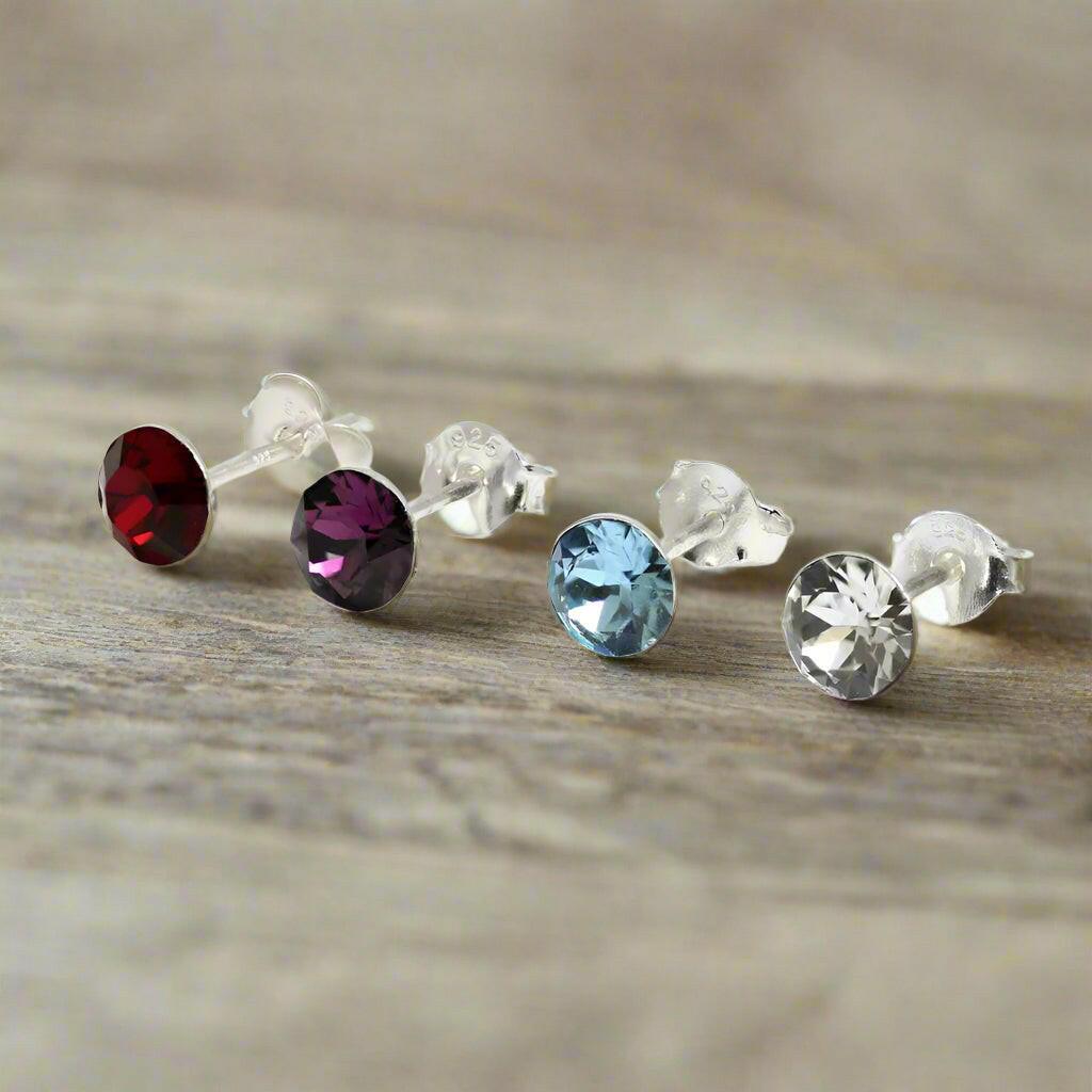 Birthstone Ear Stud – Sterling Silver Stud Earrings | Hypoallergenic & Classic Design - Crumble and Core