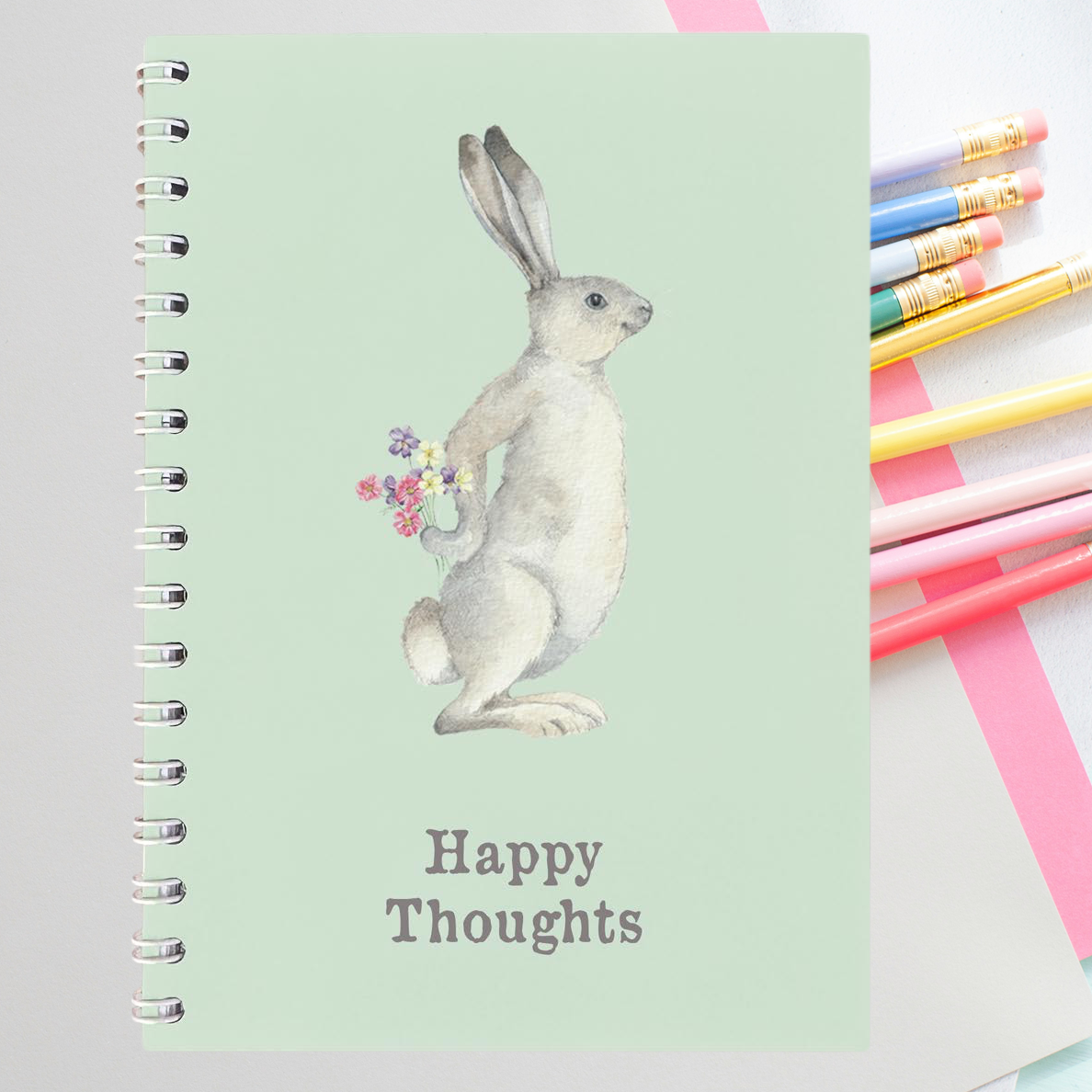 Happy Hare Wire Bound Notebook - Thoughtful Design for Your Journals and Jottings