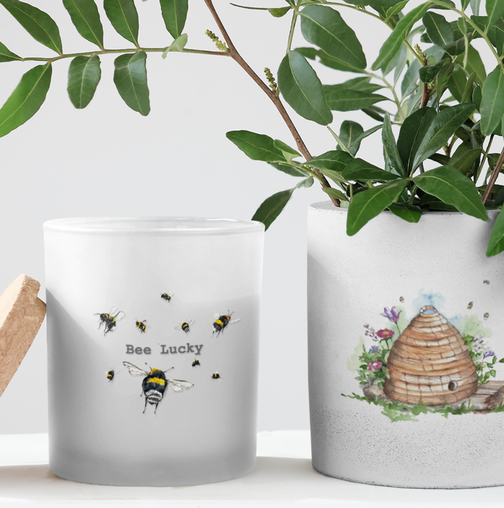 Bee Lucky Candle and Card Handcrafted Gift Set for Good Luck and Well Wishes