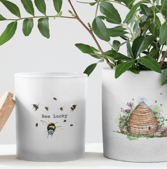 Bee Lucky Candle and Card Handcrafted Gift Set for Good Luck and Well Wishes