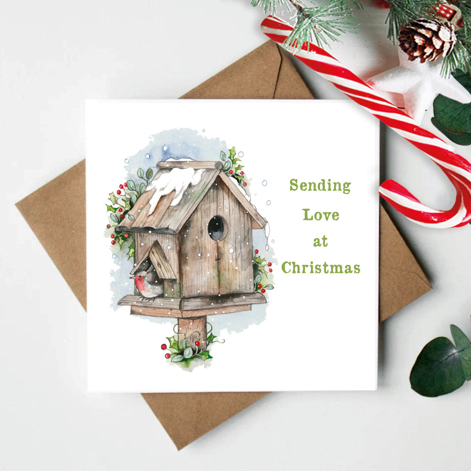 Christmas Birdhouse Greeting Card