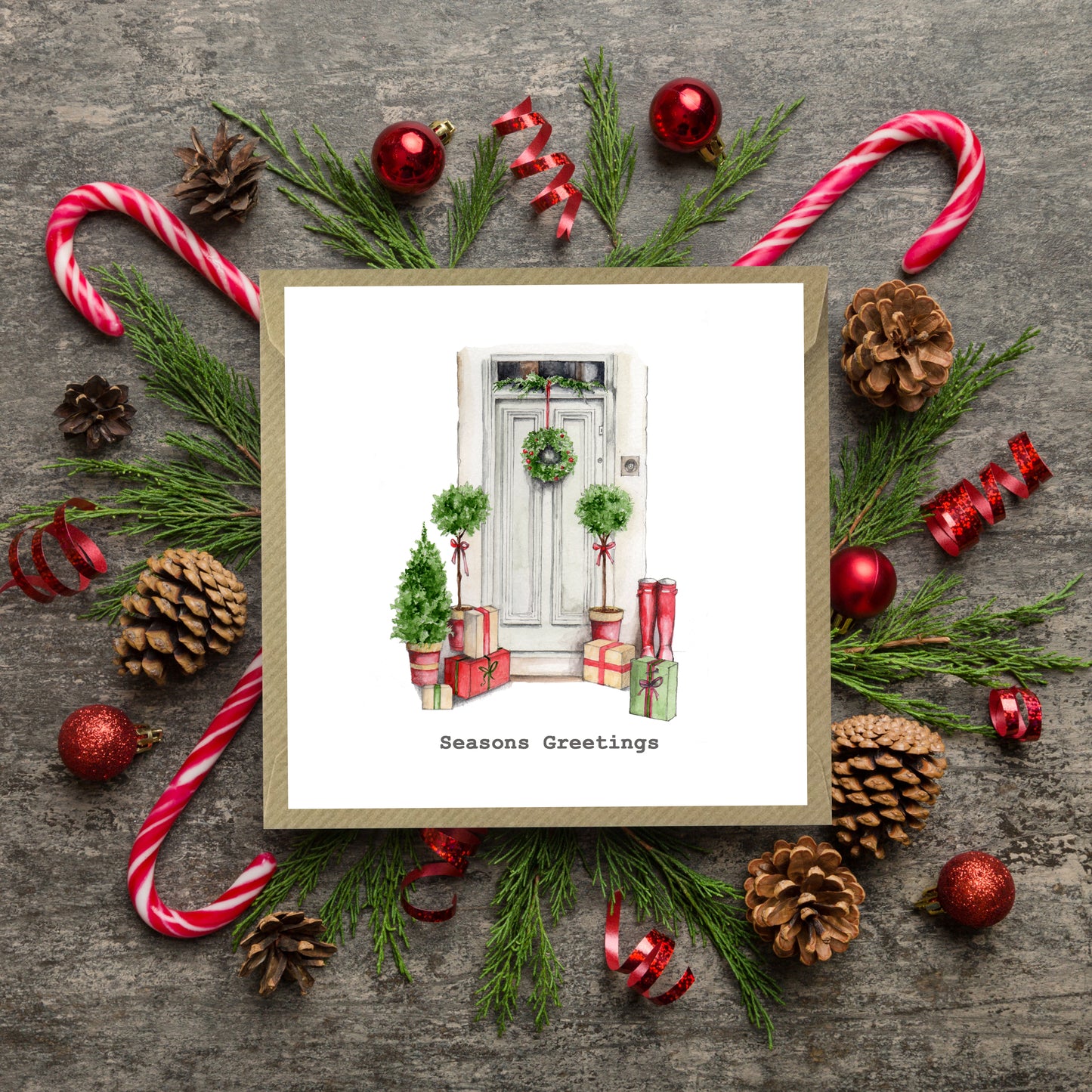 Festive Doorway Christmas Card