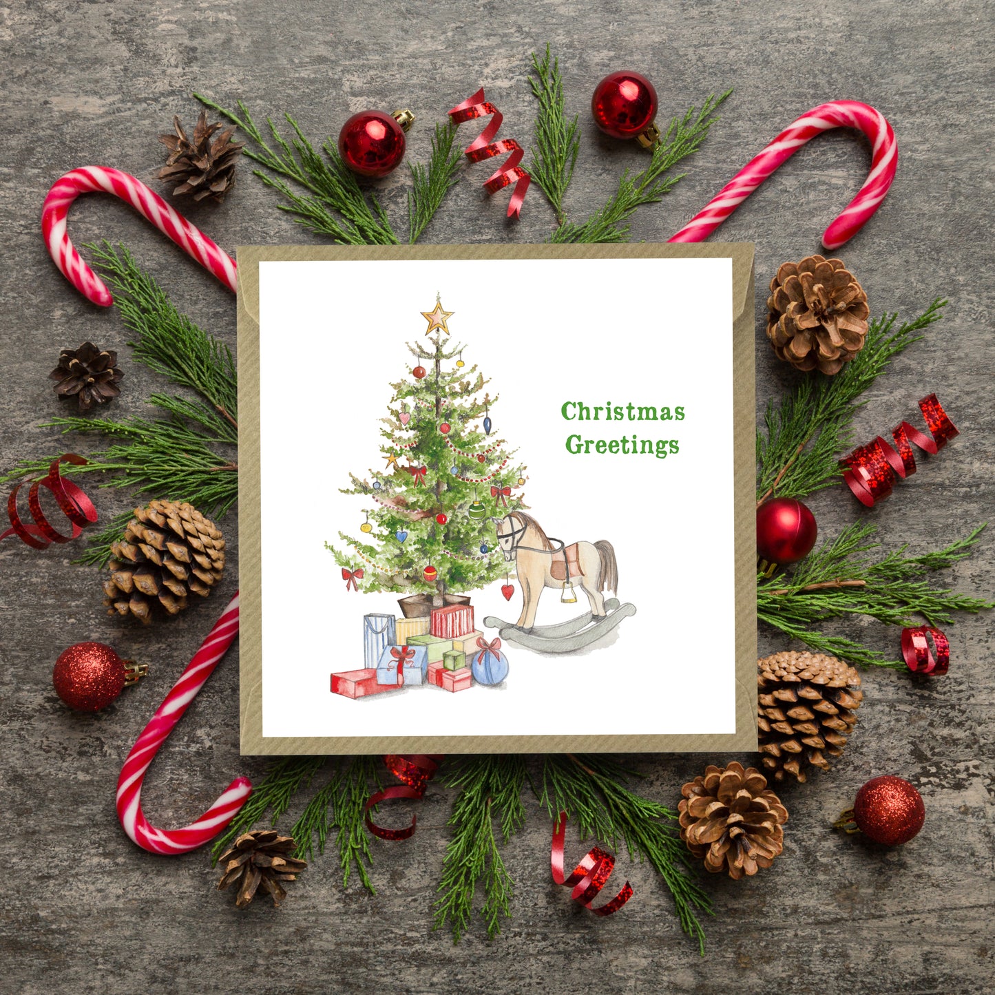 Christmas Tree & Presents Greeting Card