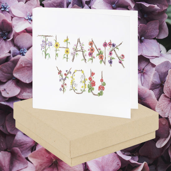 Thank You Floral Card and Sterling Silver Stud Earrings -  Perfect Gift