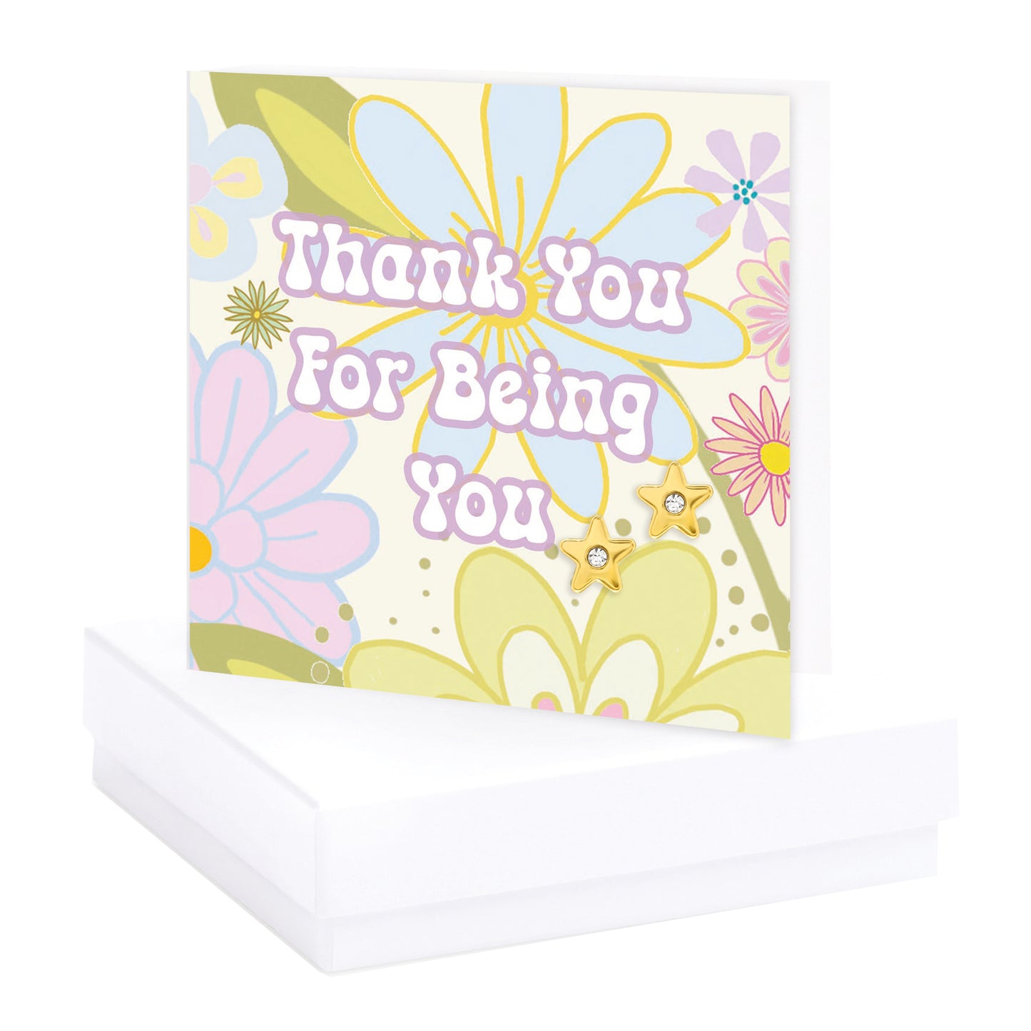 Gold Plated Star & CZ Stud Earrings on Crumble Babe Thank You-Boxed Gift