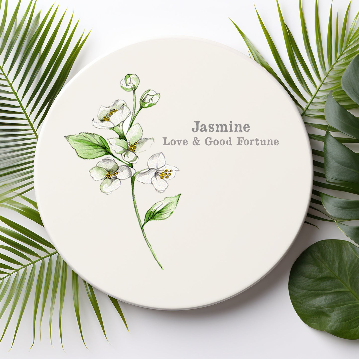 Ceramic Coaster - Flowers Jasmine