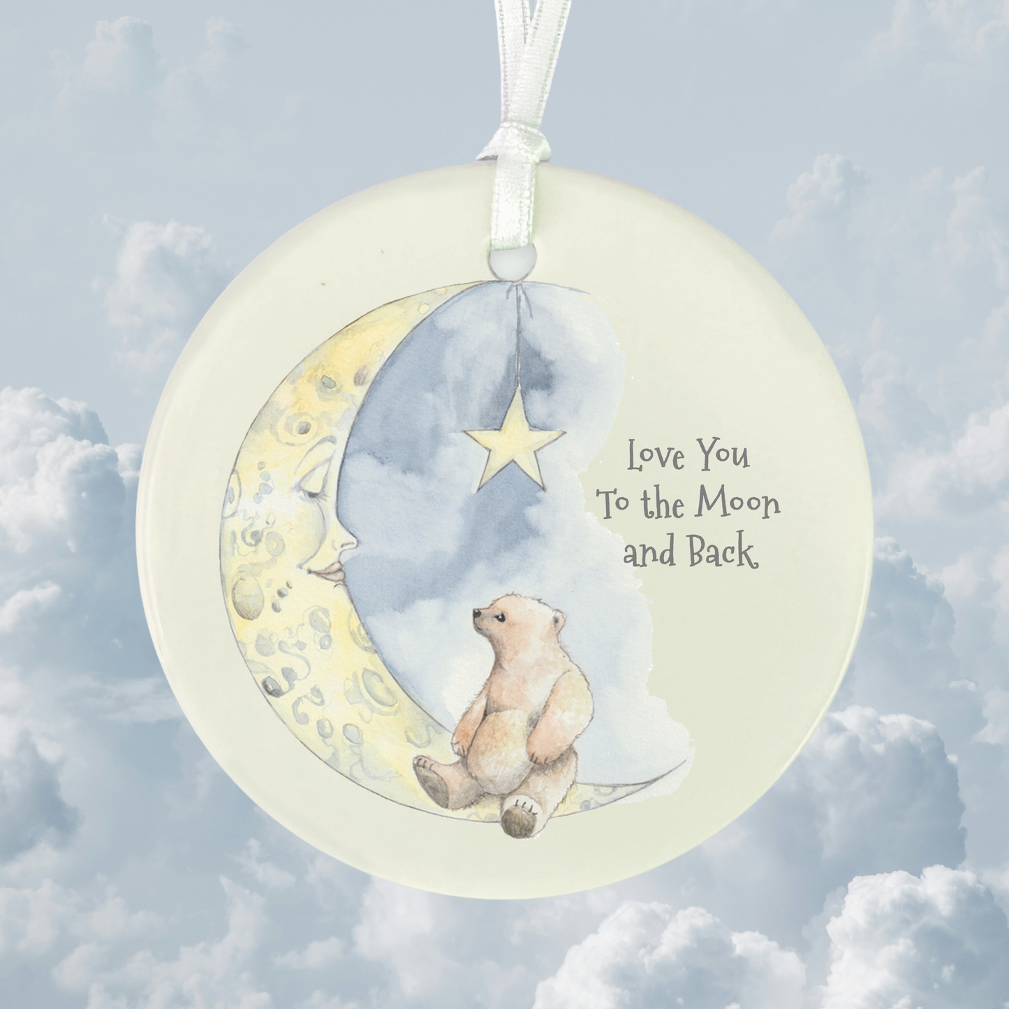 Hanging Ceramic Decoration - Bear and Moon