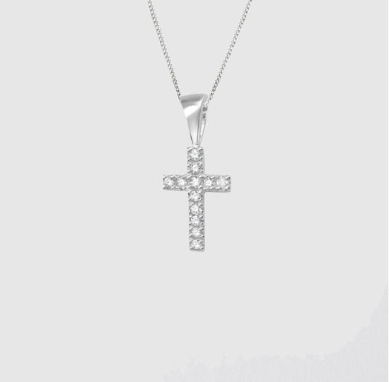 Sterling Silver Crystal Cross Pendant Necklace Necklaces Crumble and Core   