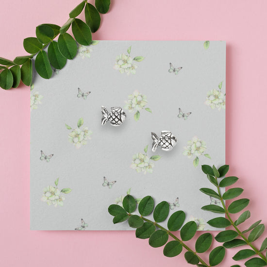 Stylish Silver Fish Stud Earrings - Ocean Theme Sterling Silver Jewelry